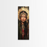 Golden Goddess Framed Canvas Print, Afrocentric Art Print with Ornate Detail, Dark Romance Wall Art for Eclectic Living Room Decor