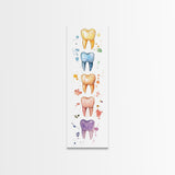 Artistic Dental Canvas Print Featuring Colorful Watercolor Teeth, Whimsical Dental Office Wall Art, Gift Idea for Dentists