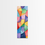 Vibrant Geometric Canvas Print in Abstract Mosaic Style, Modern Wabi Sabi Wall Art, Minimalist Vertical Home Decor Piece