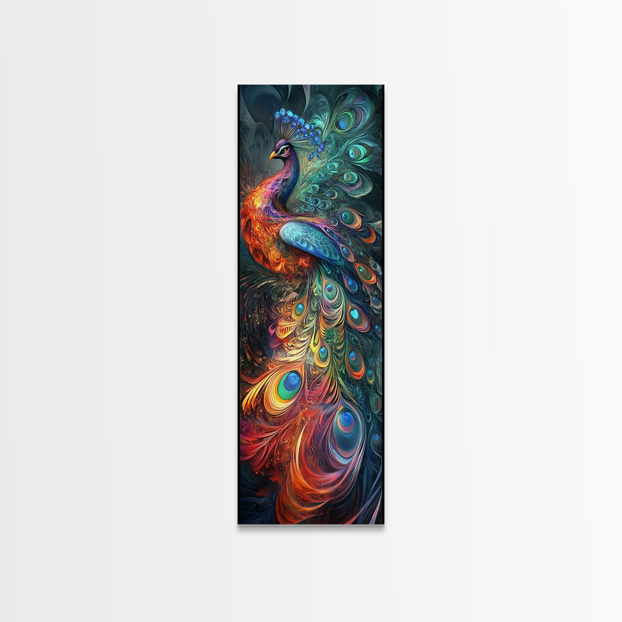 Ethereal Peacock Art Framed Canvas Print, Rustic Decor Accent Ideal for Moody Art and  Home Décor, Vibrant Bird Art