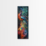 Ethereal Peacock Art Framed Canvas Print, Rustic Decor Accent Ideal for Moody Art and  Home Décor, Vibrant Bird Art