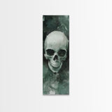 Minimalist Skull Canvas Print in Dark Green Tones, Wabi Sabi Art with Rustic Decor Style, Perfect for Unique Wall Art Accent