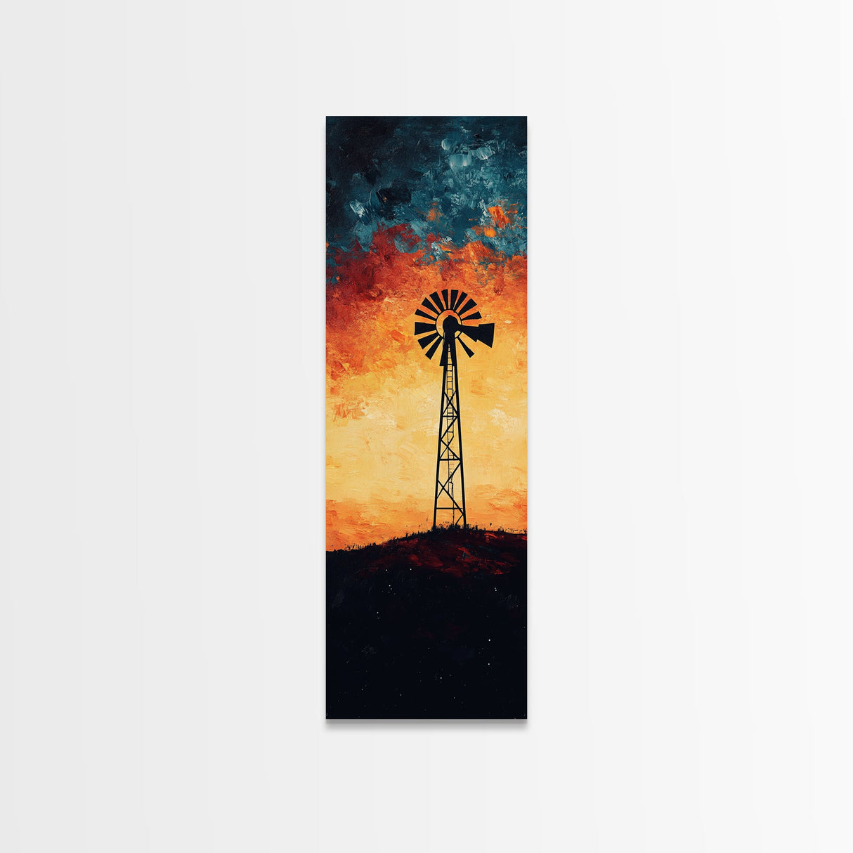 Windmill Canvas Print Southwest Wall Art, Moody Desert Sunset Artwork, Rustic Decor, Joshua Tree Inspired, Gift Idea for Her