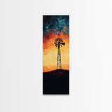 Windmill Canvas Print Southwest Wall Art, Moody Desert Sunset Artwork, Rustic Decor, Joshua Tree Inspired, Gift Idea for Her