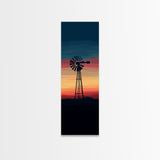 Canvas Print Moody Sunset Windmill Wall Art, Vertical Rustic Decor, Tall Narrow Farmhouse Artwork, Gift Idea for Living Room