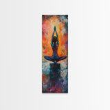 Yoga Art Framed Canvas Print Meditation Decor Zen Wall Art Vibrant Painting Vertical Art for Bedroom or Yoga Room