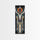 Dreamcatcher Deer Canvas Print Featuring Boho Sacred Geometry Art, Native Inspired Dark Angels Wall Art Ideal For Gift Idea