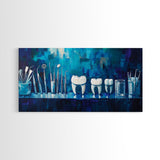 Modern Dental Art Framed Canvas Print, Dental Office Decor, Blue and Green Wall Art, Coastal Wall Art, Guest Room Art, Vertical Wall Art