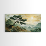 Mountain Landscape Pine Tree Canvas Print Nature Art Zen Wall Art Rustic Decor Horizontal Artwork Bedroom Above Couch Wall Art