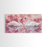 Elegant Swan Painting Framed Canvas Print Featuring Swan Painting and Moody Art Pink Wall Art Bedroom Wall Art Romantic Living Decor