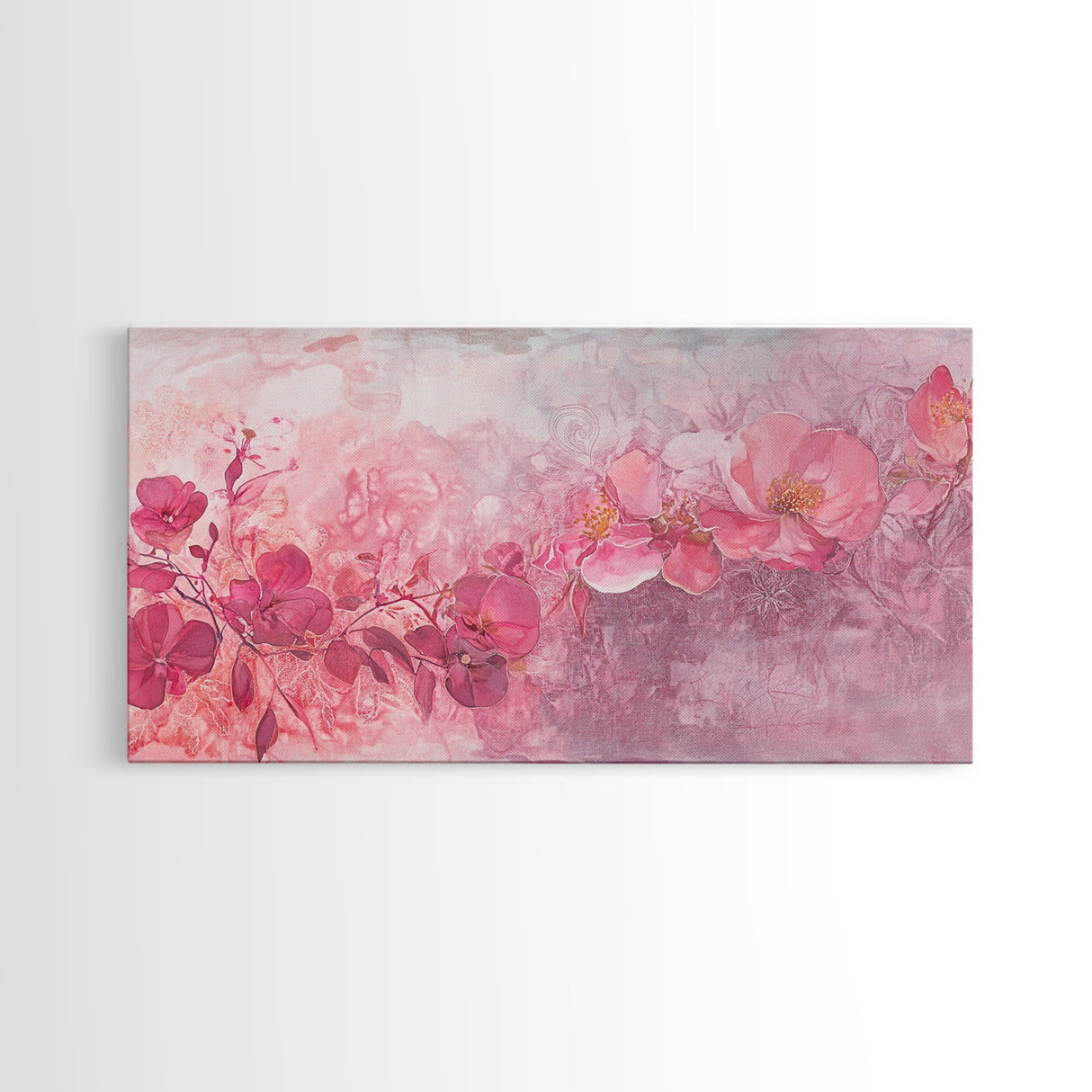 Orchid Bliss Canvas Print Featuring Botanical Prints and Moody Art Pink Wall Art Long Narrow Wall Art Farmhouse Rustic Home Decor