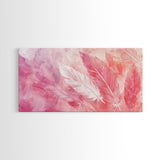 Light Feather Abstract Canvas Print, Pink and Peach Minimalist Art, Cozy Home Wall Decor, Soft Whimsical Style Living Room Artwork