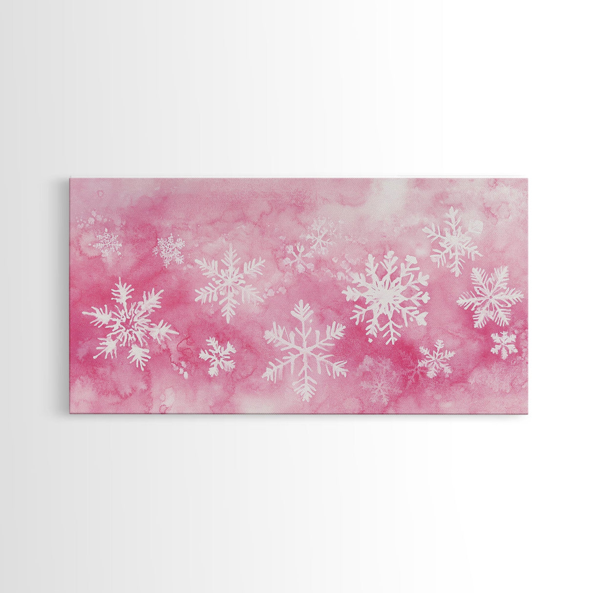 Snowflake Christmas Canvas Print, Winter Wonderland Art, Light Pink Wall Decor, Festive Holiday Artwork, Cozy Seasonal Charm Gift