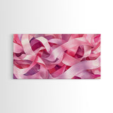Pink Ribbons Canvas Print | Abstract Art | Light Pink Wall Art | Whimsical Minimalist Decor | Feminine Bedroom Canvas Print