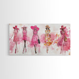 Fashion Sketch Canvas Print Pink Wall Art Whimsical Decor Fashionista Gift Idea Artistic Living Room Accent Modern Feminine Aesthetic