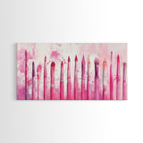 Artistic Brushes Canvas Print Pink Abstract Art Tools Studio Decor Light Pink Wall Art Boho Minimalist Wabi Sabi Artist Gift Idea