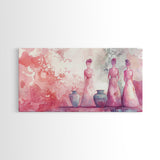 Vase and Women Canvas Print Pink Abstract Minimalist Art Framed Wabi Sabi Boho Bedroom Light Pink Rustic Living Room Christmas Gift