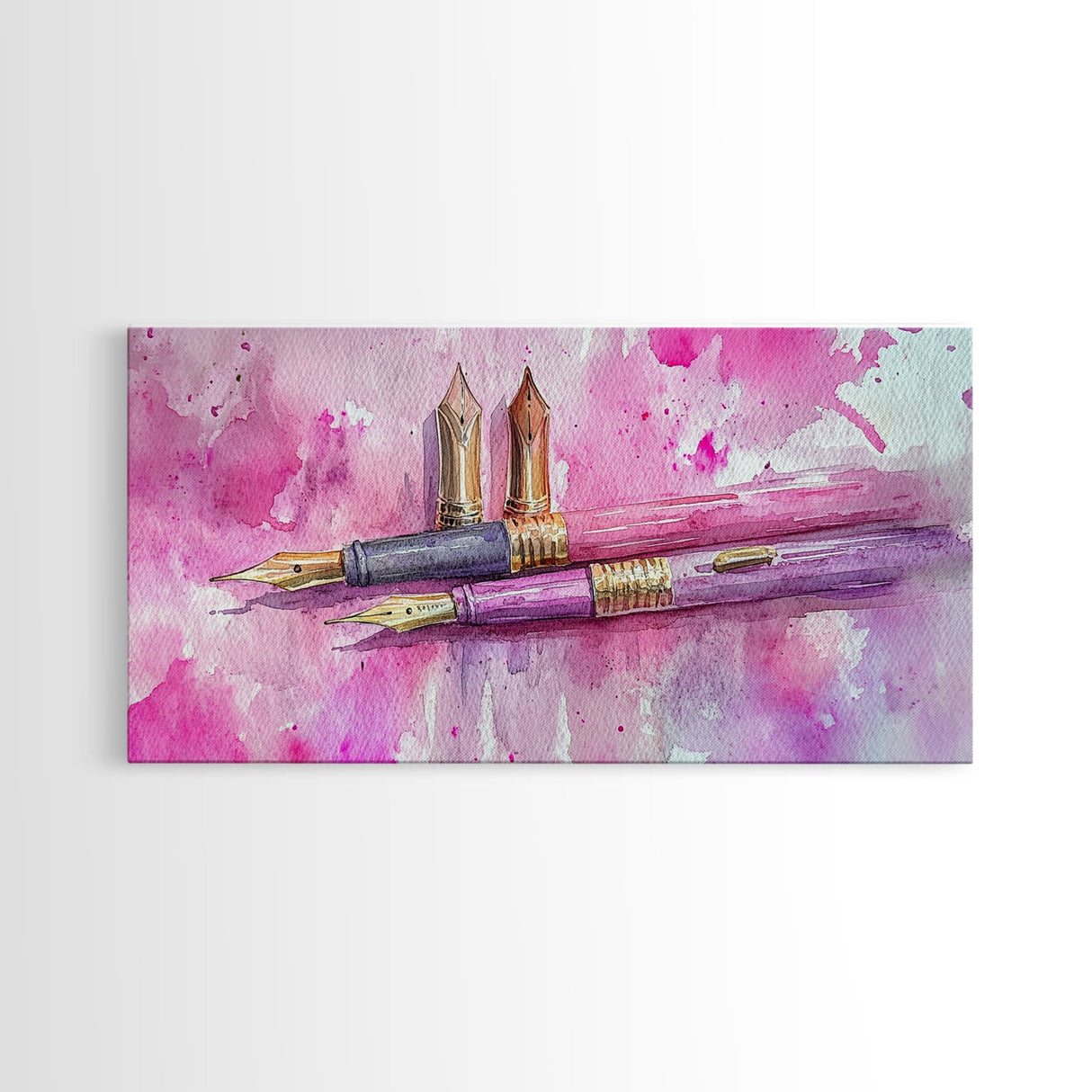 Elegant Fountain Pen Canvas Print | Pink Abstract Art | Stationery Inspired Wall Art | Unique Study Room Decor | Framed Office Art
