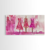 Chic Pink Dress Canvas Print | Fashion Inspired Artwork | Retro Pink Abstract Wall Art | Bedroom or Boutique Framed Decor | Trendy Art