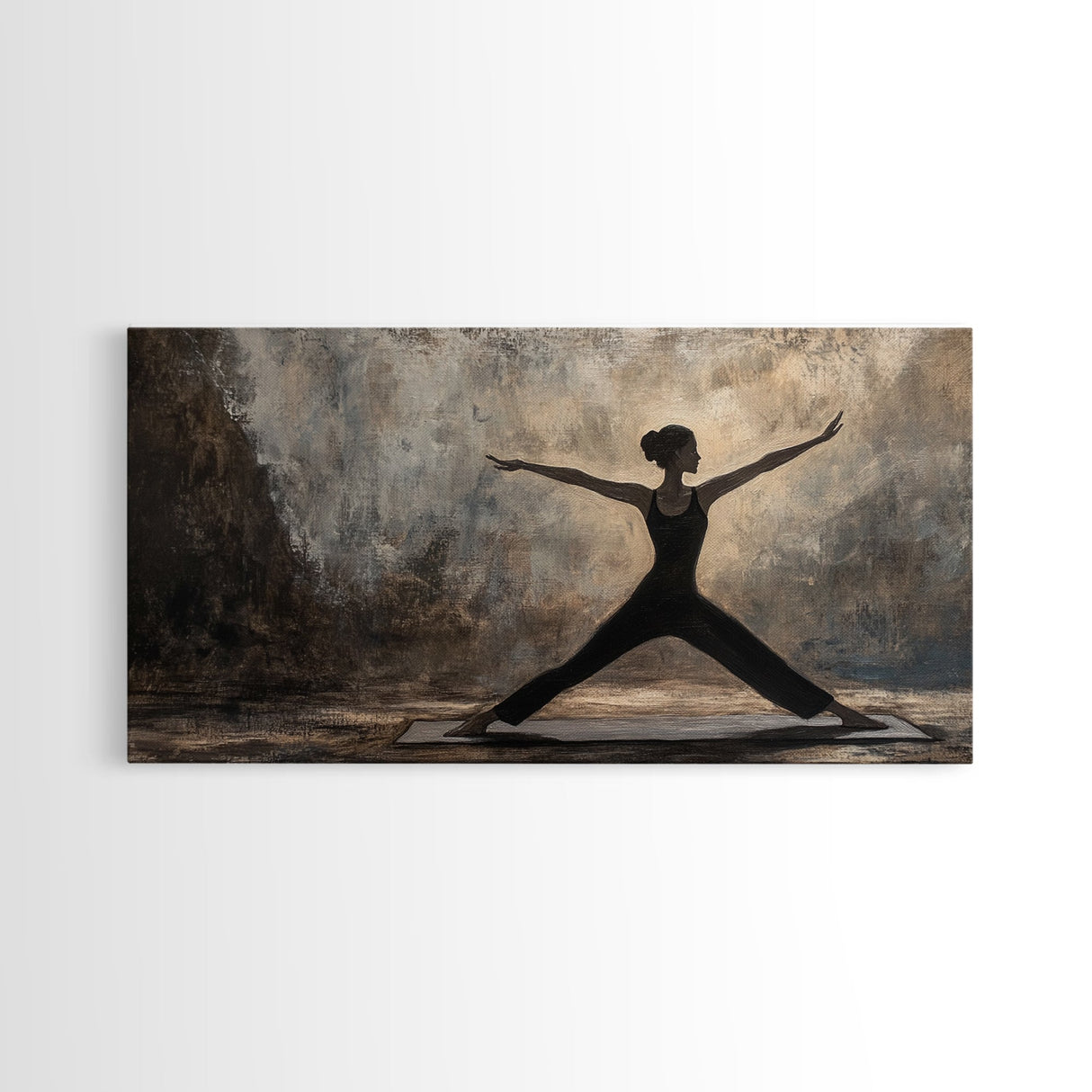 Warrior Pose Canvas Print Zen Yoga Wall Art Neutral Modern Minimalist Living Room Home Decor Therapy Art Unique Gift Idea Boho