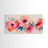 Bright Wildflower Canvas Print | Pink Orange Botanical Art | Nature Inspired Wall Decor | Living Room Framed Artwork | Unique Gift Idea