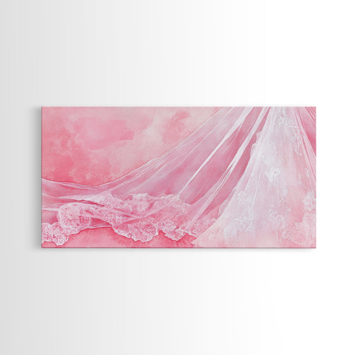 Wedding Veil Pink Abstract Art Canvas Print, Light Pink Wabi Sabi Art Wall Decor, Romantic Bedroom Art Unique Gift Idea