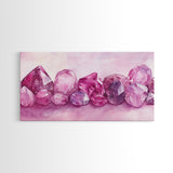 Gemstone Painting Canvas Print - Pink Abstract Art Minimalist Gemstone Painting Coastal Decor Feminine Gift Idea Wall Ar