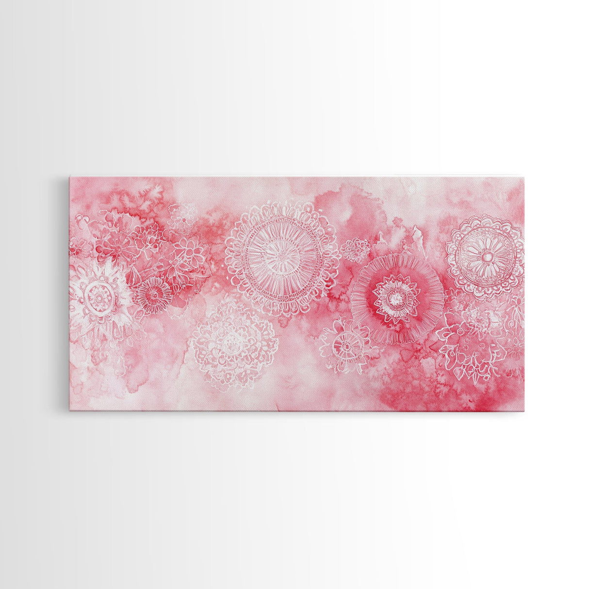 Intricate Lace Pattern Framed Canvas Print, Sacred Geometry Art, Light Pink Abstract Wall Art, Feminine and Minimalist Home Decor