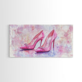 Glamorous Pink High Heels Canvas Print, Fashion Art, Whimsical Room Decor, Light Pink Wall Art, Feminine and Stylish Bedroom Art