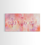 Elegant Chandeliers Canvas Print Romantic Lighting Artwork Pink Orange Wall Art Living Room Aesthetic Rustic Home Decor Artwork