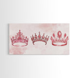 Pink Crown Trio Canvas Print Whimsical Art Princess Aesthetic Dorm Decor Light Pink Art Bedroom or Living Room Artwork Gift Idea