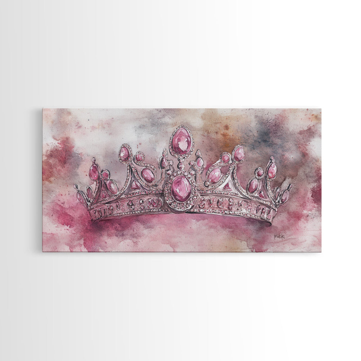Regal Crown Painting Framed Canvas Print Goddess Art Print Pink Abstract Art Light Pink Wall Art Bedroom Decor Unique Gift Idea