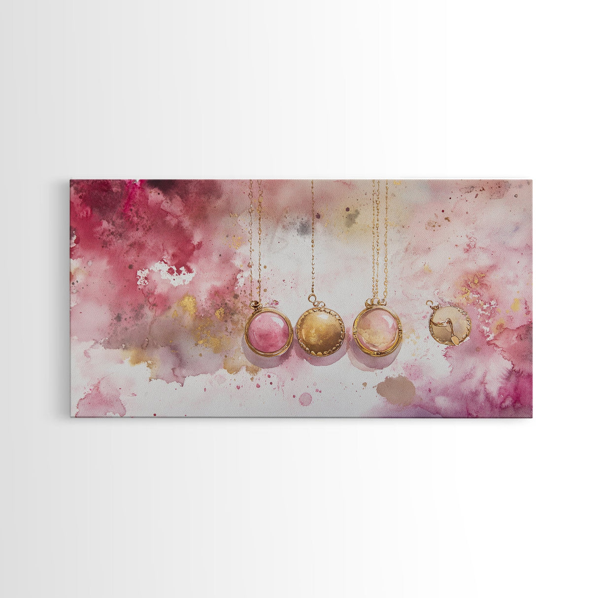 Gold Necklace Art Framed Canvas Print Pink Abstract Art Minimalist Art Light Pink Wall Art Boho Wall Art Bedroom Art Rustic Decor