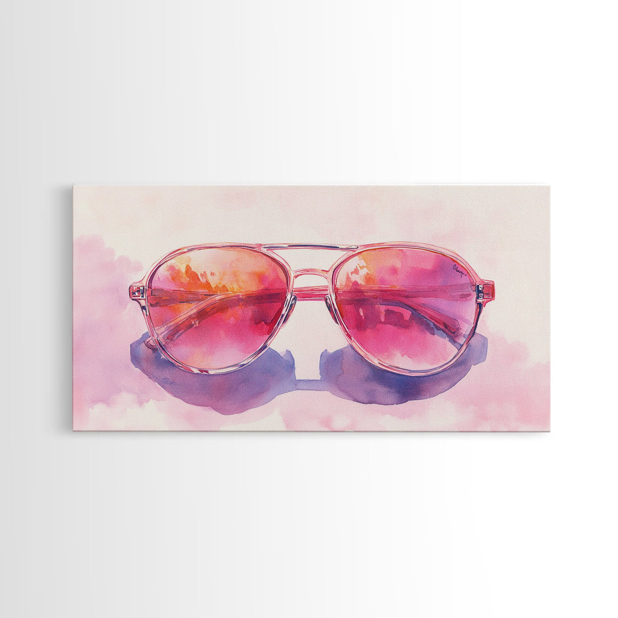 Retro Sunglasses Art Canvas Print | Fun Pink Wall Art | Whimsical Framed Canvas Print | Boho Chic Decor | Gift Idea | Dorm Room Art
