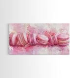 Pink Macarons Canvas Print | Whimsical Art, Food Review Kitchen Art, Light Pink Wall Art, Rustic Decor, Kitchen Wall Art, Dining Room Decor