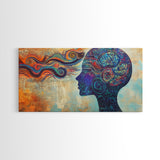 Vibrant Abstract Woman Framed Canvas Print -Abstract Goddess Wall Art - Artistic Brain Art- Geometric Wall Art