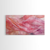 Sheer Pink Fabric Abstract Painting as Light Pink Wall Art Aesthetic on Framed Canvas Print, Modern Bedroom or Living Room Accent