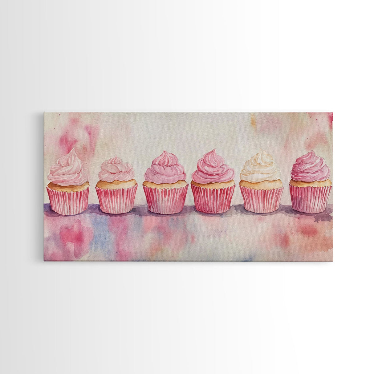 Whimsical Cupcake Canvas Print Pastel Pink Kitchen Art Light Pink Wall Art Food Review Kitchen Decor Gift Idea For Her