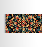 Kaleidoscopic Mandala Design Framed Canvas Print, Boho Wall Art, Sacred Geometry Painting, Colorful Ethereal Decor, Spiritual Zen Art