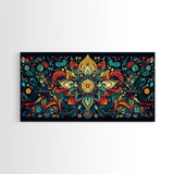 Elaborate Mandala Framed Canvas Print, Vibrant Boho Art, Spiritual Zen Wall Art, Geometric Ethereal Painting, Colorful Sacred Geometry