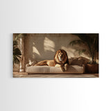 Majestic Lion Portrait Framed Canvas Print, Wild Safari Wall Art, African Animal Painting, Living Room Rustic Decor, Regal Wildlife Art