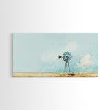 Minimalist Windmill Landscape Framed Canvas Print Above Couch Rustic Wall Art Coastal Inspired Bedroom Decor Horizontal Wall Art Idea