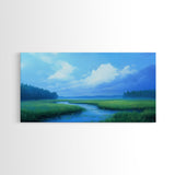 Marshland Panoramic Canvas Print, Coastal Landscape Art Bedroom Decor, Rustic Wall Art Living Room Gift, Nautical Horizontal Artwork
