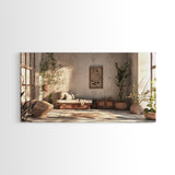 Serene Boho Nook Canvas Print, Minimalist Wabi Sabi Wall Art Vertical Decor, Rustic Botanical Artwork Guest Room Inspiration Idea