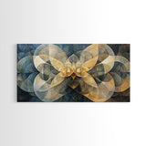 Symmetrical Abstract Framed Canvas Print, Geometric Wall Art Wabi Sabi Decor, Moody Minimalist Artwork Idea Bedroom Horizontal Design