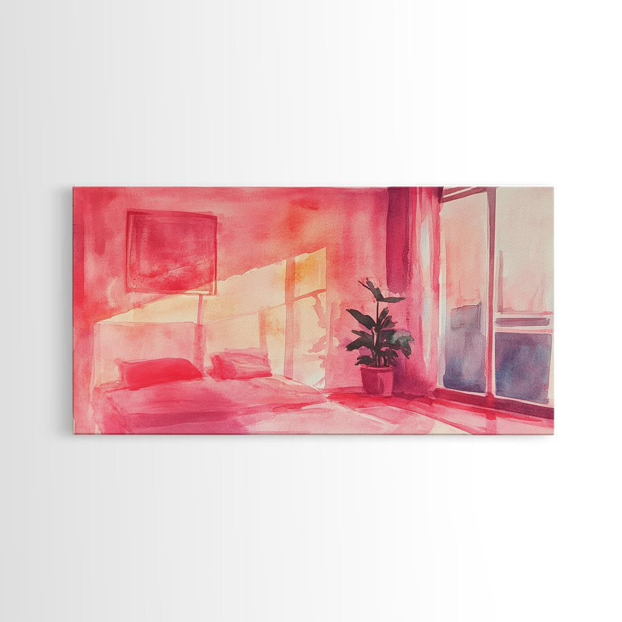 Sunny Bedroom Canvas Print Light Pink Wall Art Minimalist Decor Cherry Wall Art Therapy Art Rustic Bedroom Art Boho Art Gift Idea