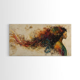 Vibrant Female Silhouette Framed Canvas Print, Whimsical Art, Afrocentric Wall Art, Angel Art Prints, Bedroom Art, Chinoiserie Wall Art