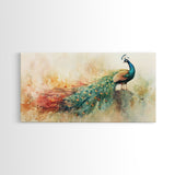 Elegant Peacock Wall Art Canvas Print, Colorful Wildlife Painting, Moody Therapy Art, Unique Bedroom Decor Gift Idea, Botanical Prints