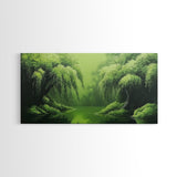 Willow Grove Framed Canvas Print, Tranquil Forest Landscape Wall Art, Sage Green Rustic Home Decor, Above Bed Nature Canvas Art