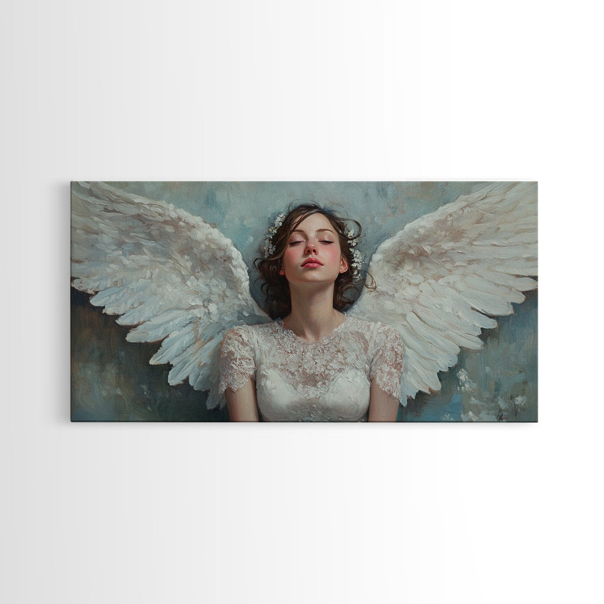 Heavenly Grace Framed Canvas Print with Angel Art Prints and Whimsical Art for Light Pink Wall Art and Romantic Home Decor